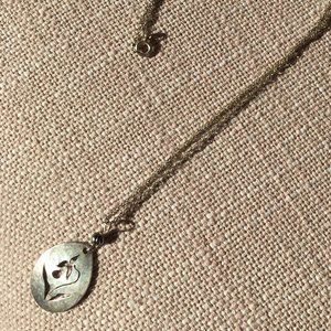 Sterling Silver Iris Flower Pendant and Chain Necklace